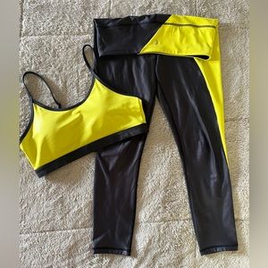 Zyia Active set Neon Yellow Metallic Light n Tight Hi-Rise 7/8 24" & sports bra